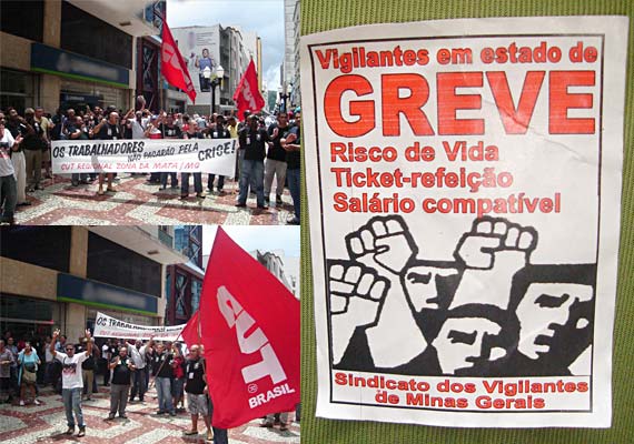 Foto do protesto dos vigilantes