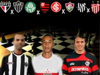 Tabuleiro de xadrez, com os craques do Atlético, Flamengo e São Palo