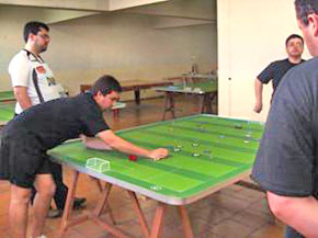 Foto de um jogo de futebol de mesa