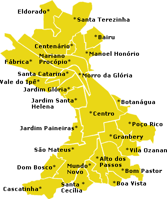 Mapa da regi?o centro de Juiz de Fora