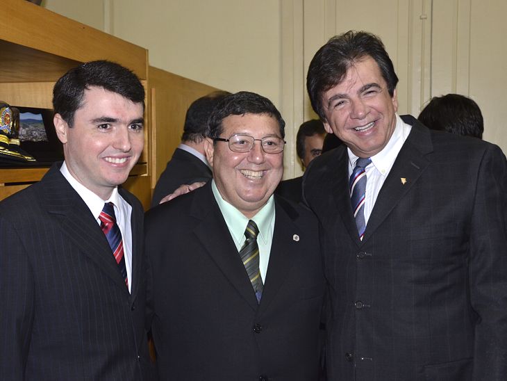 Prefeito  Bruno Siqueira, Presidente da CMJF Julio Gasparette e o Reitor da UFJF Henrique Duque