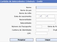 Foto de uma formul?rio para preencher sobre antecedentes 
criminais