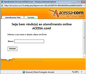 Foto da tela do servi?o de atendimento da ACESSA.com