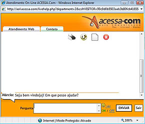 Foto da tela do servi?o de atendimento da ACESSA.com